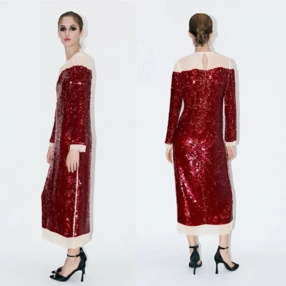 ZARA SEQUIN CHIFFON DRESS ZW COLLECTION - Picture 6 of 12